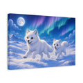 Side Mockup 4. Animals Arctic Foxes White Arctic Foxes shown as stretched canvas wall art