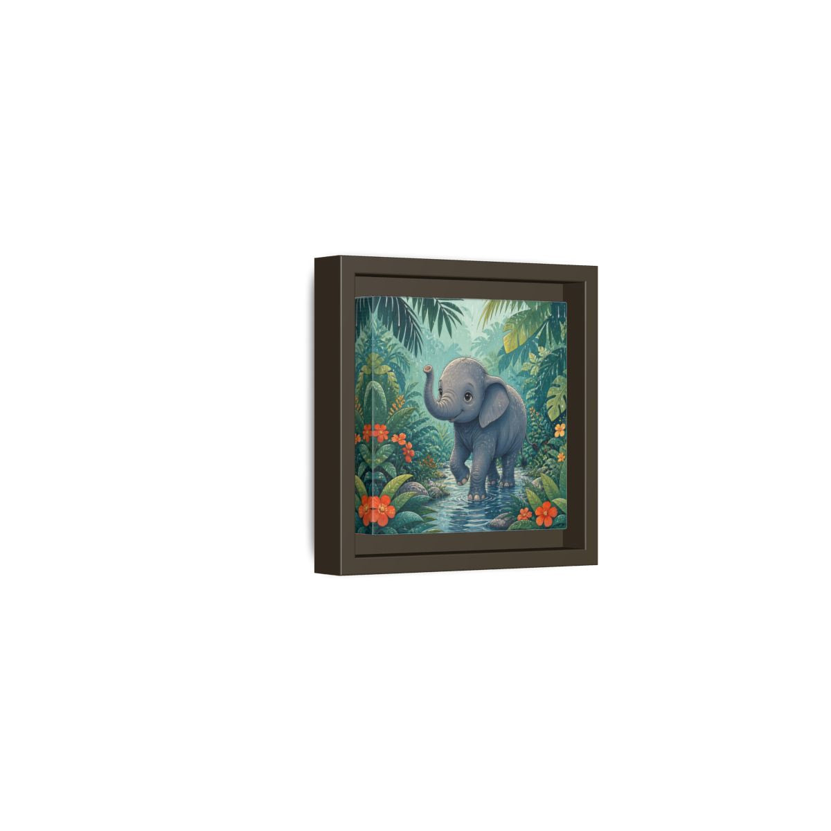 Side Mockup 23. Animals Baby Elephant Baby Elephant Jungle shown as stretched canvas wall art