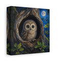Side Mockup 2. Animals Baby Owl Cute Owl shown as stretched canvas wall art