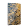 Side Mockup 4. Animals Baby Seal Golden Beach Seal shown as stretched canvas wall art