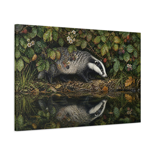 Main Mockup. Animals Badger Badger Wildlife shown as stretched canvas wall art
