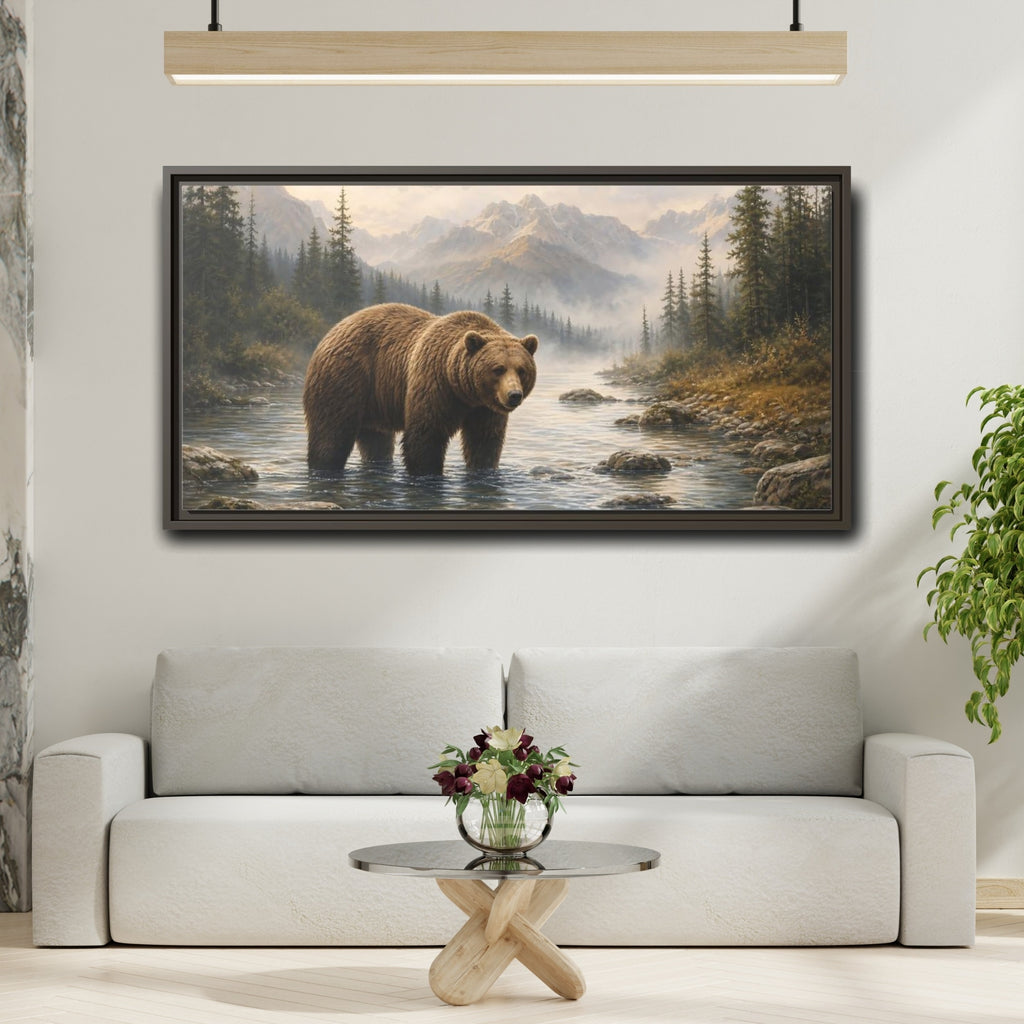Mockup 2. Animals Bear Brown Bear Nature shown as stretched canvas wall art