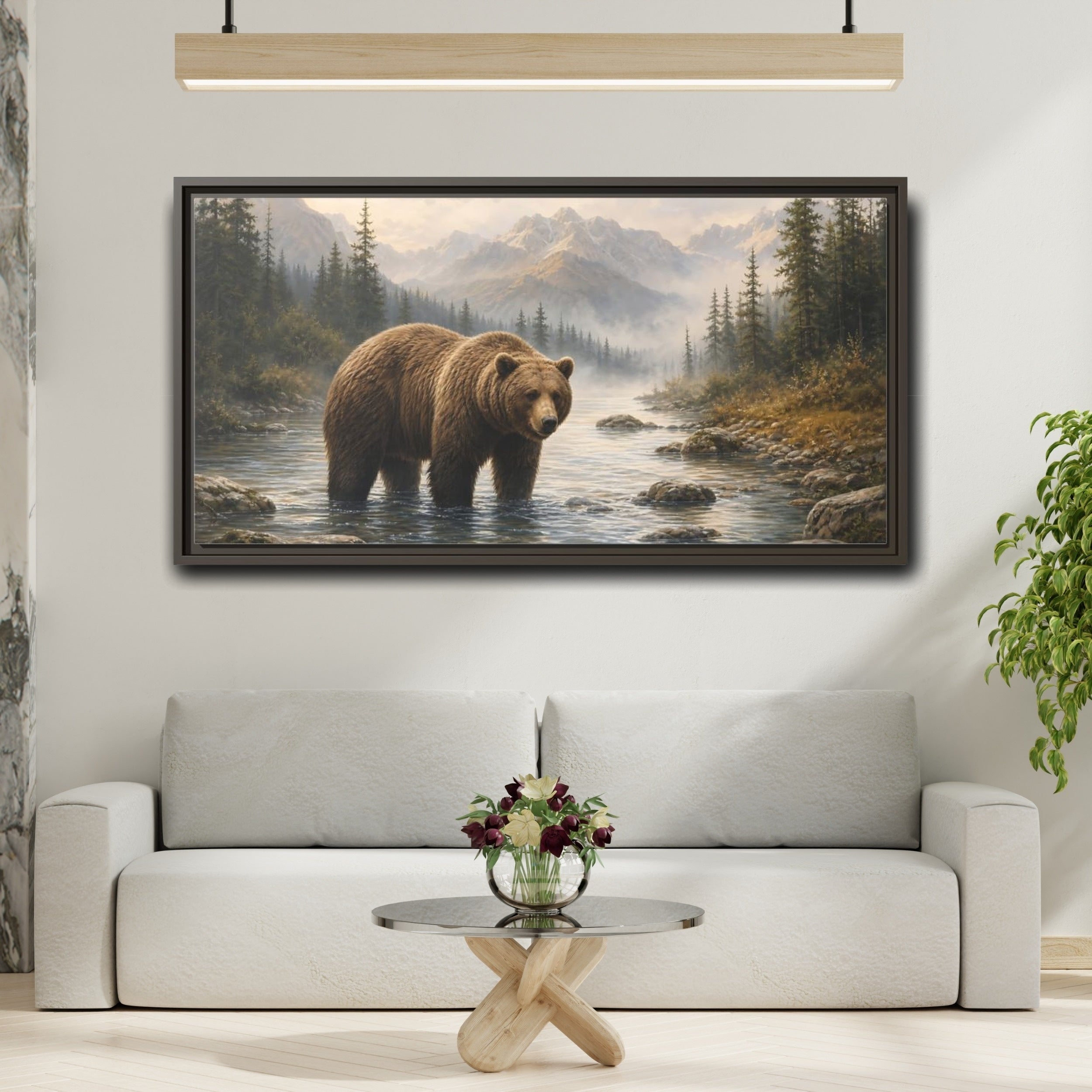 Mockup 2. Animals Bear Brown Bear Nature shown as stretched canvas wall art
