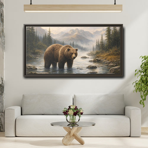 Mockup 2. Animals Bear Brown Bear Nature shown as stretched canvas wall art