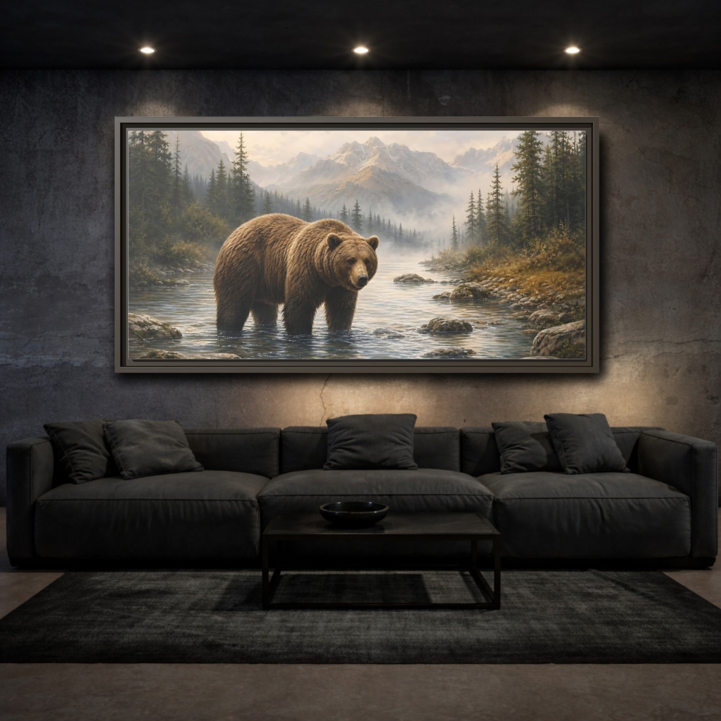 Mockup 3. Animals Bear Brown Bear Nature shown as stretched canvas wall art