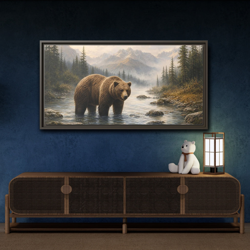 Mockup 4. Animals Bear Brown Bear Nature shown as stretched canvas wall art