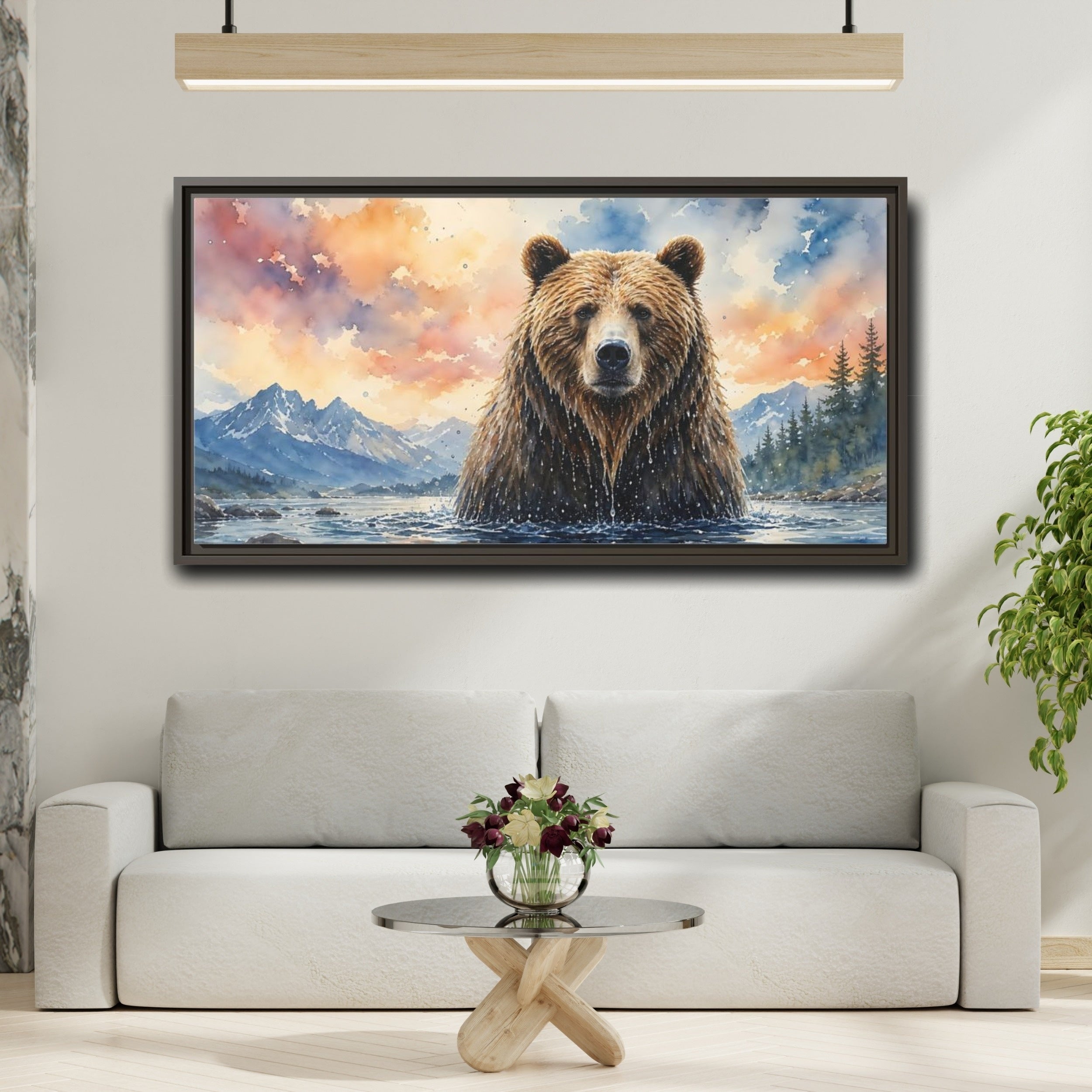 Mockup 2. Animals Bear Brown Bear shown as stretched canvas wall art