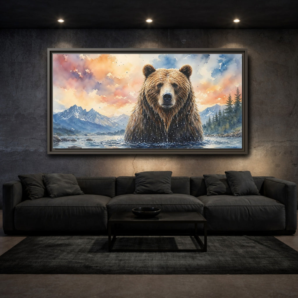 Mockup 3. Animals Bear Brown Bear shown as stretched canvas wall art