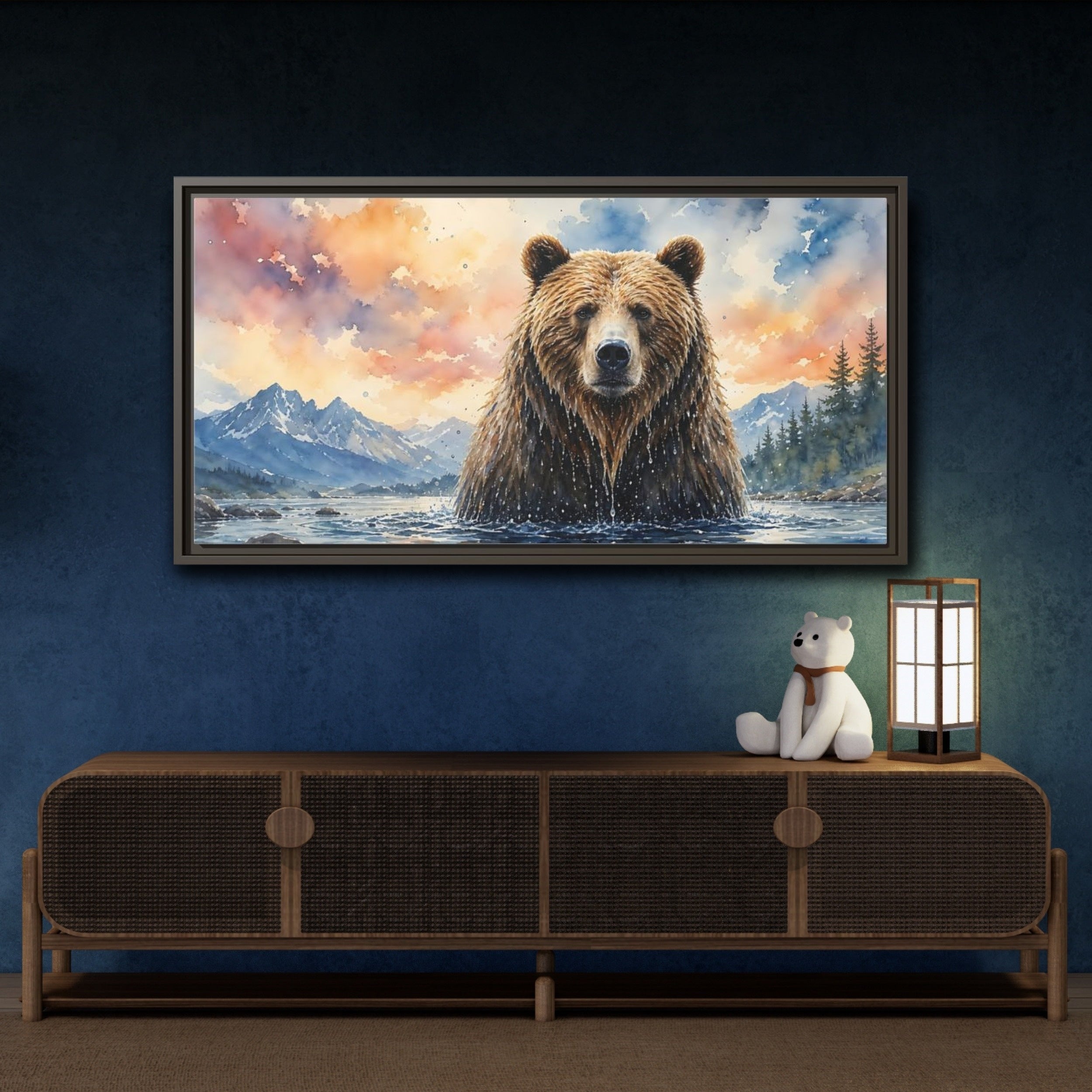 Mockup 4. Animals Bear Brown Bear shown as stretched canvas wall art