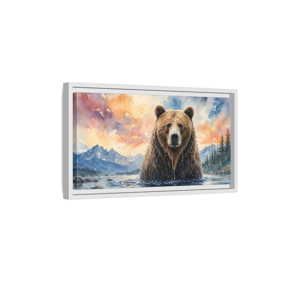 Side Mockup 6. Animals Bear Brown Bear shown as stretched canvas wall art
