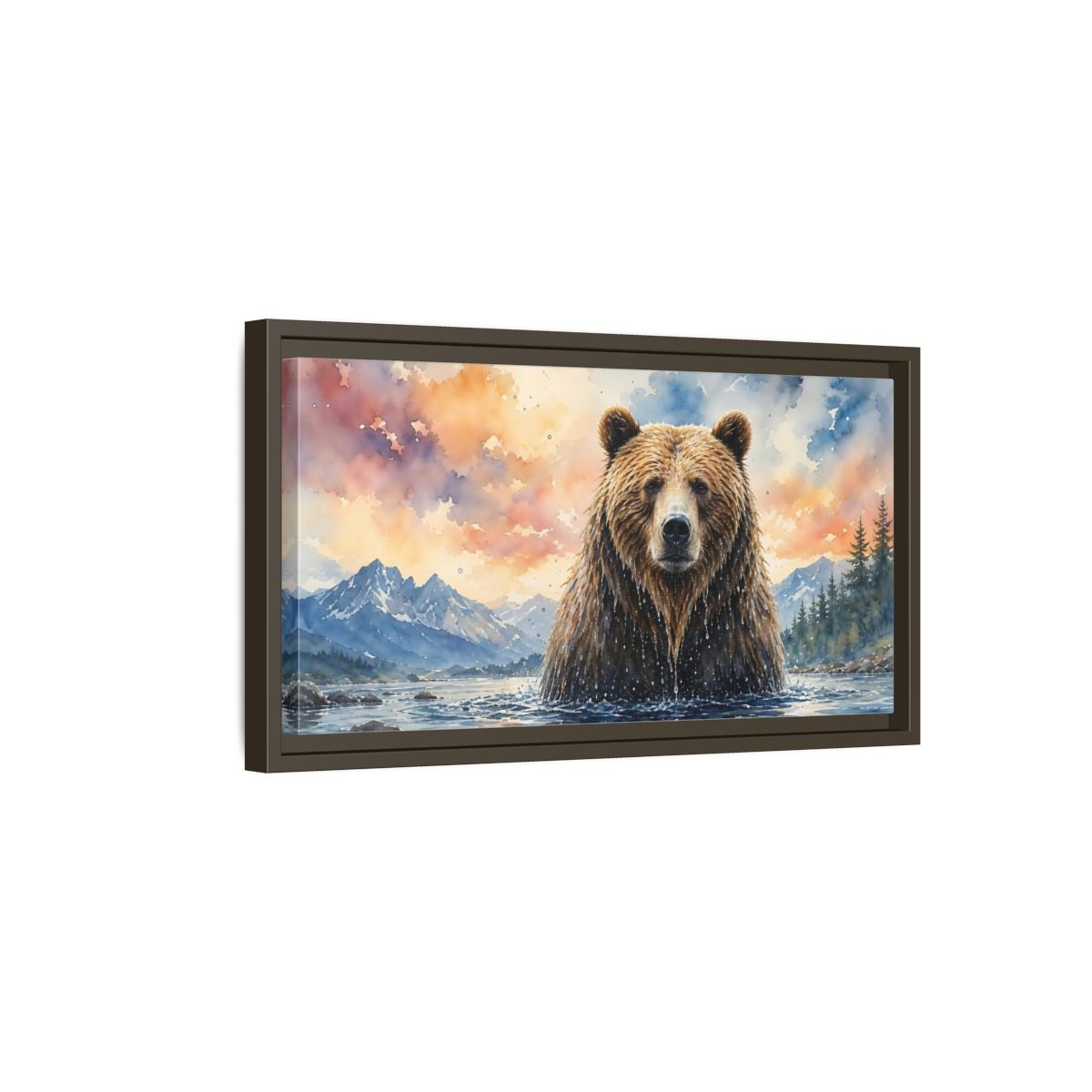 Side Mockup 7. Animals Bear Brown Bear shown as stretched canvas wall art