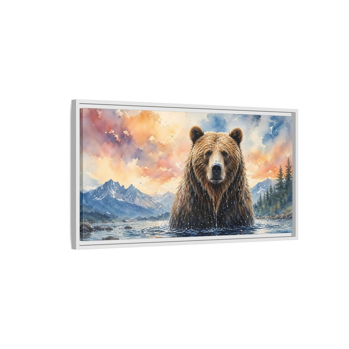 Side Mockup 1. Animals Bear Brown Bear shown as stretched canvas wall art