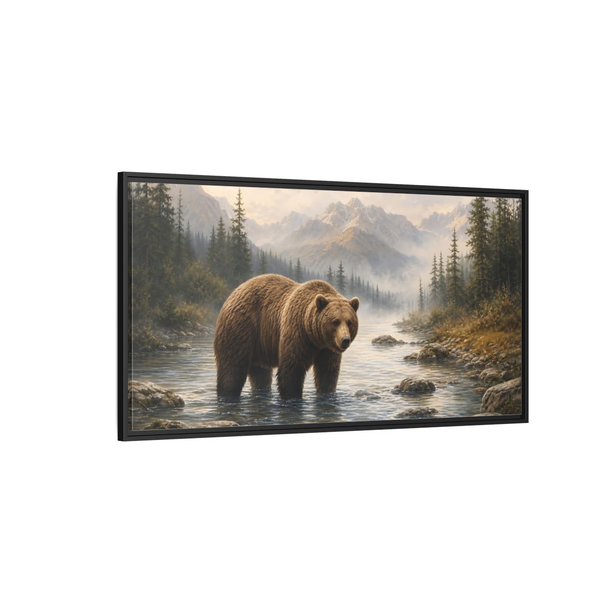 Side Mockup 5. Animals Bear Brown Bear Nature shown as stretched canvas wall art