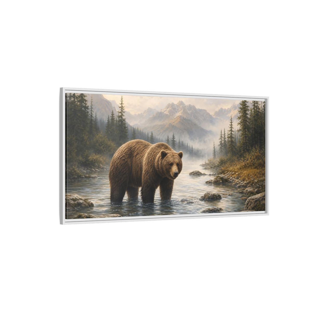 Side Mockup 3. Animals Bear Brown Bear Nature shown as stretched canvas wall art