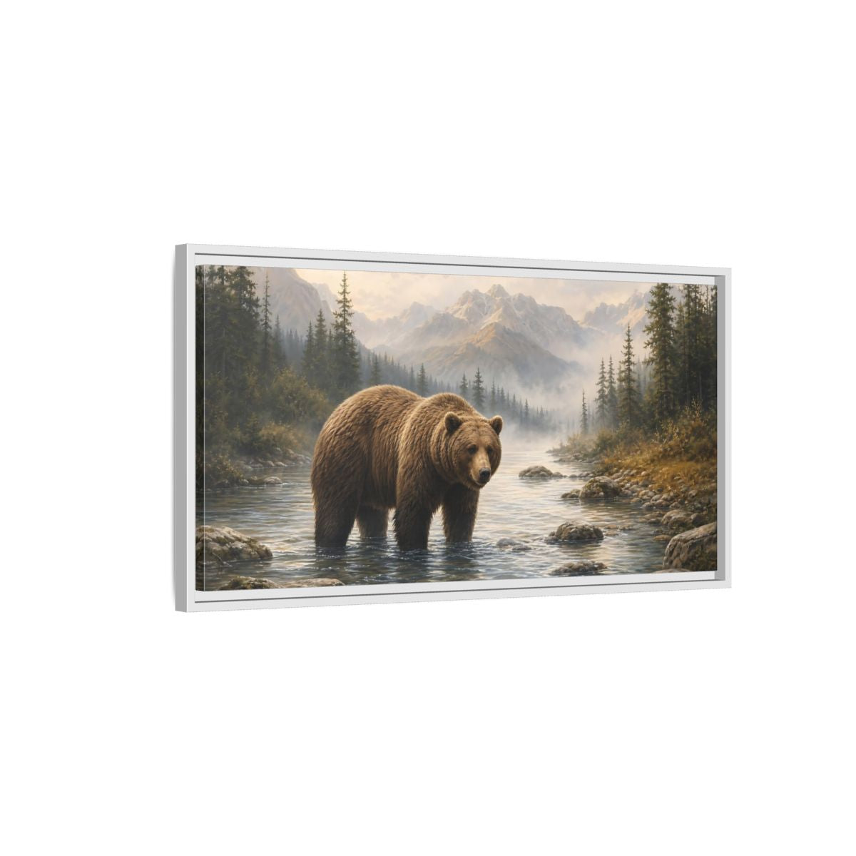 Side Mockup 1. Animals Bear Brown Bear Nature shown as stretched canvas wall art
