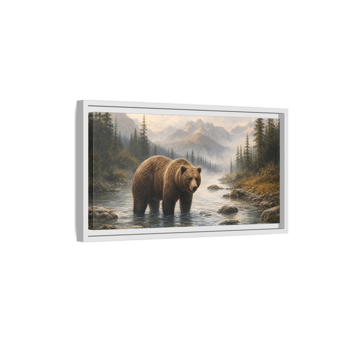 Side Mockup 6. Animals Bear Brown Bear Nature shown as stretched canvas wall art
