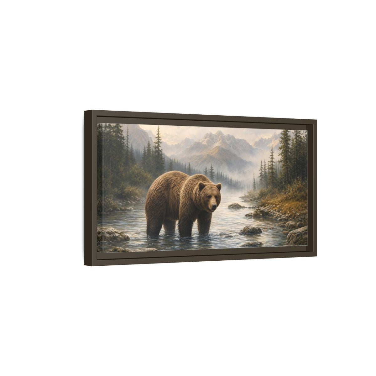 Side Mockup 7. Animals Bear Brown Bear Nature shown as stretched canvas wall art