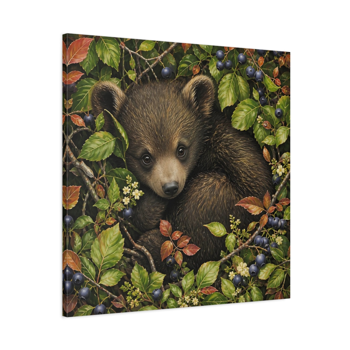 Main Mockup. Animals Bear Cub Brown Bear Cub shown as stretched canvas wall art