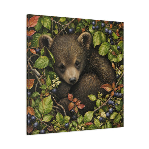 Main Mockup. Animals Bear Cub Brown Bear Cub shown as stretched canvas wall art
