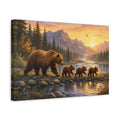 Side Mockup 4. Animals Bear Family Brown And Gold shown as canvas print