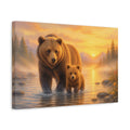 Side Mockup 4. Animals Bears Brown And Gold shown as stretched canvas wall art