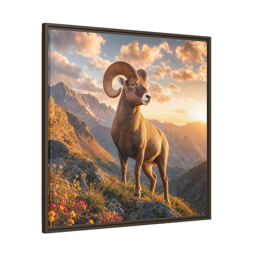 Main Mockup. Animals Bighorn Sheep Golden Ram shown as stretched canvas wall art