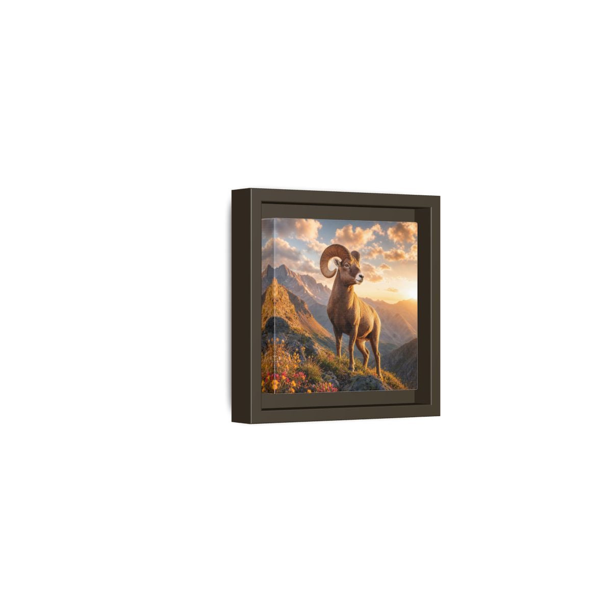 Side Mockup 23. Animals Bighorn Sheep Golden Ram shown as stretched canvas wall art
