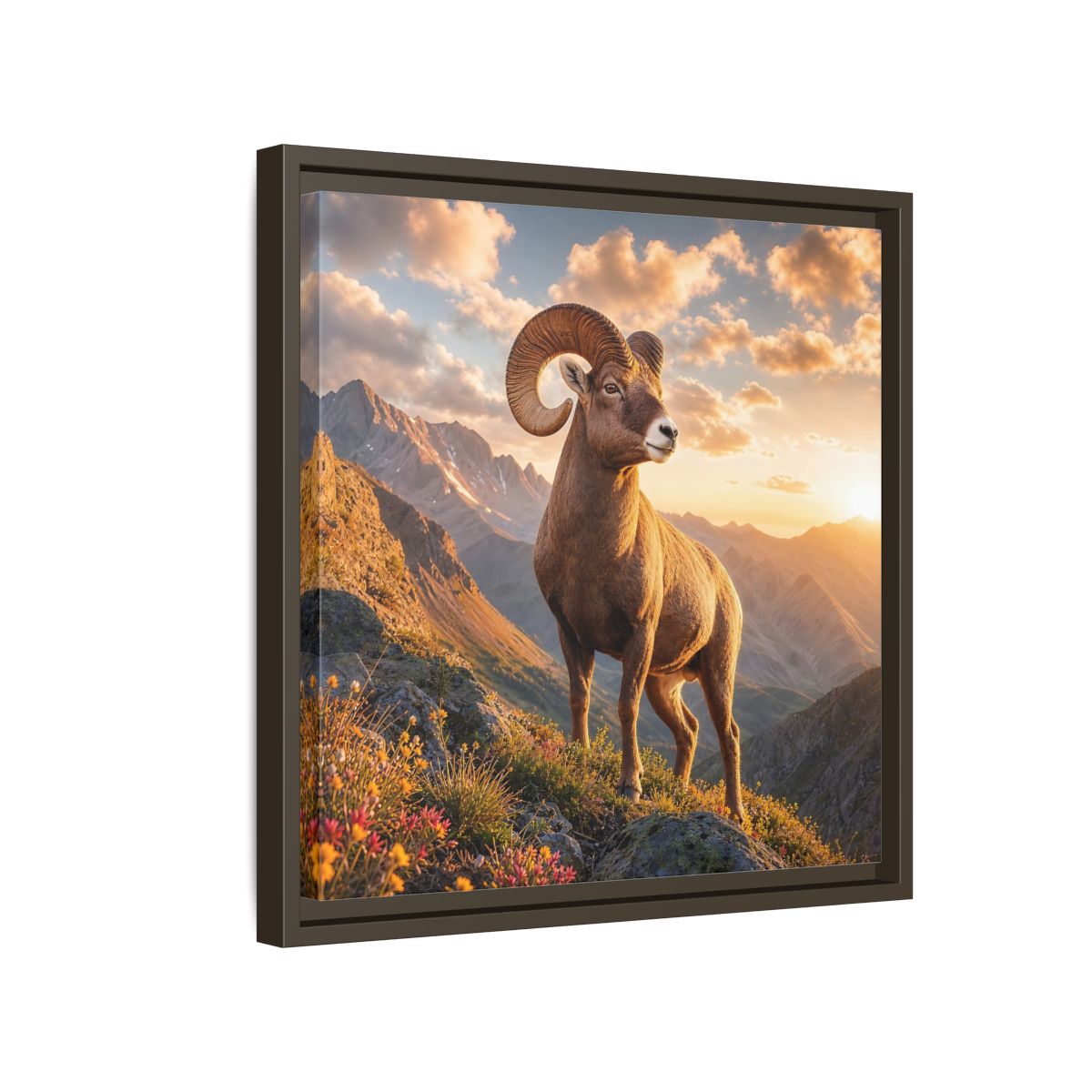 Side Mockup 14. Animals Bighorn Sheep Golden Ram shown as stretched canvas wall art