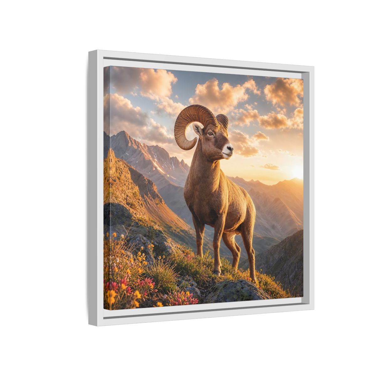 Side Mockup 13. Animals Bighorn Sheep Golden Ram shown as stretched canvas wall art