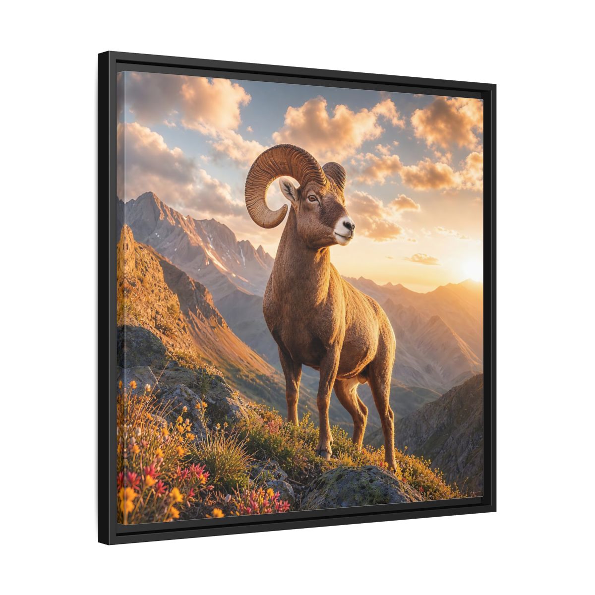 Side Mockup 31. Animals Bighorn Sheep Golden Ram shown as stretched canvas wall art