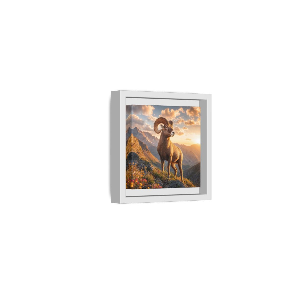 Side Mockup 22. Animals Bighorn Sheep Golden Ram shown as stretched canvas wall art