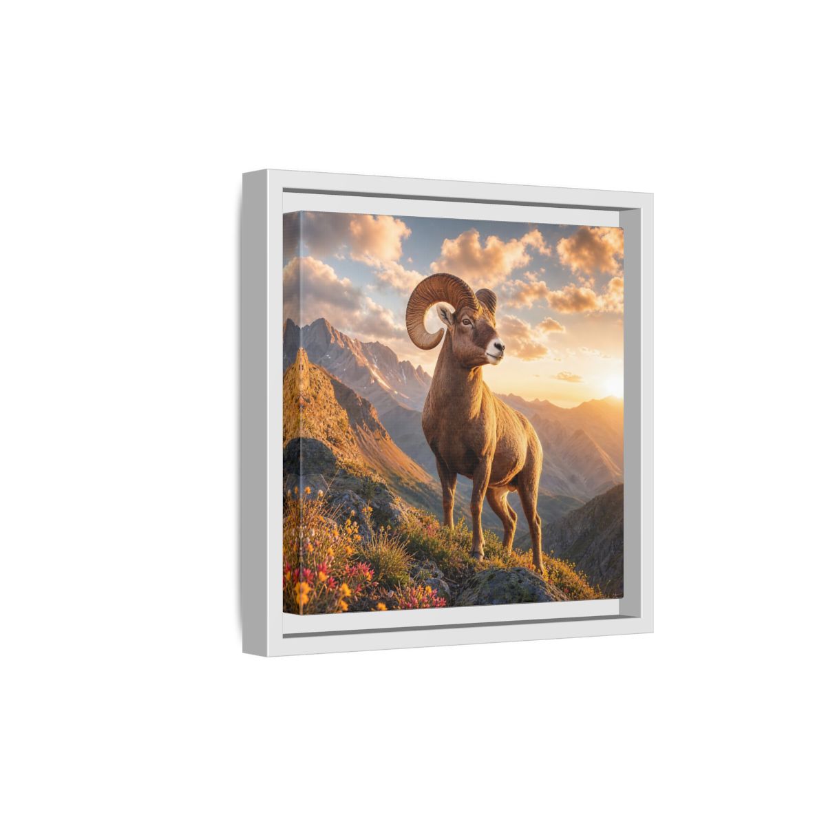Side Mockup 19. Animals Bighorn Sheep Golden Ram shown as stretched canvas wall art