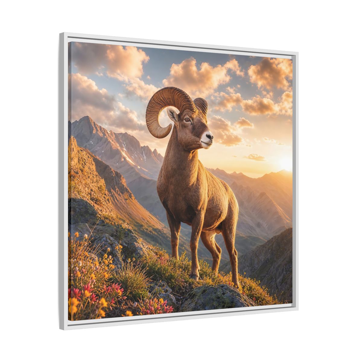 Side Mockup 25. Animals Bighorn Sheep Golden Ram shown as stretched canvas wall art