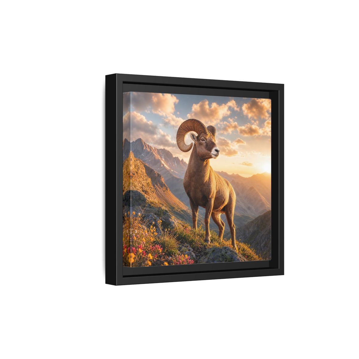 Side Mockup 21. Animals Bighorn Sheep Golden Ram shown as stretched canvas wall art