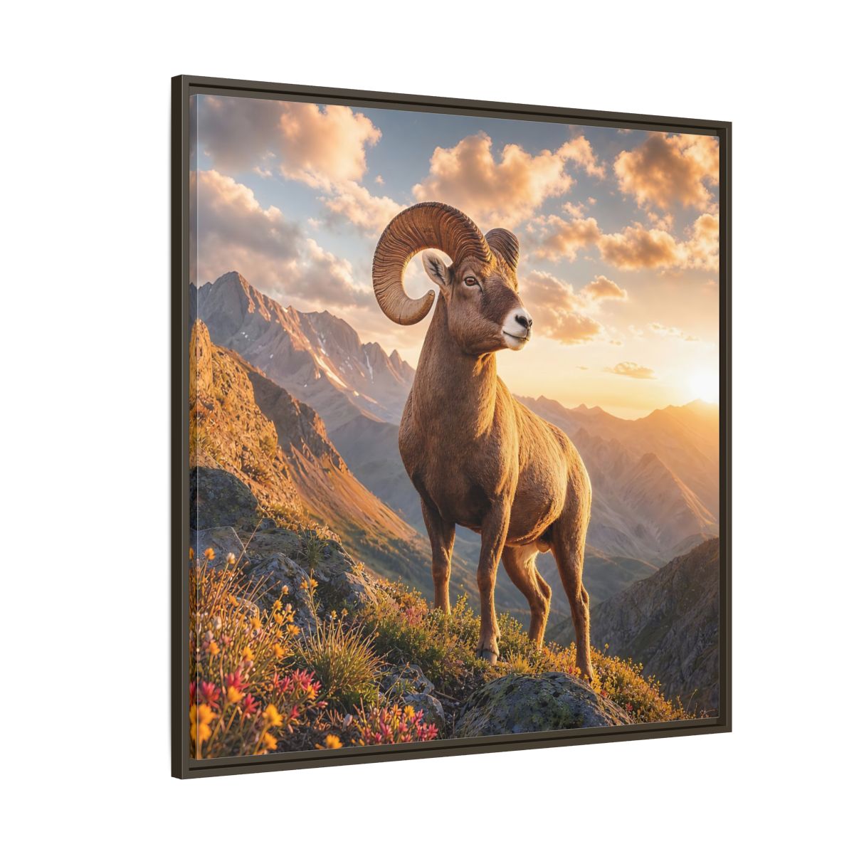 Side Mockup 5. Animals Bighorn Sheep Golden Ram shown as stretched canvas wall art
