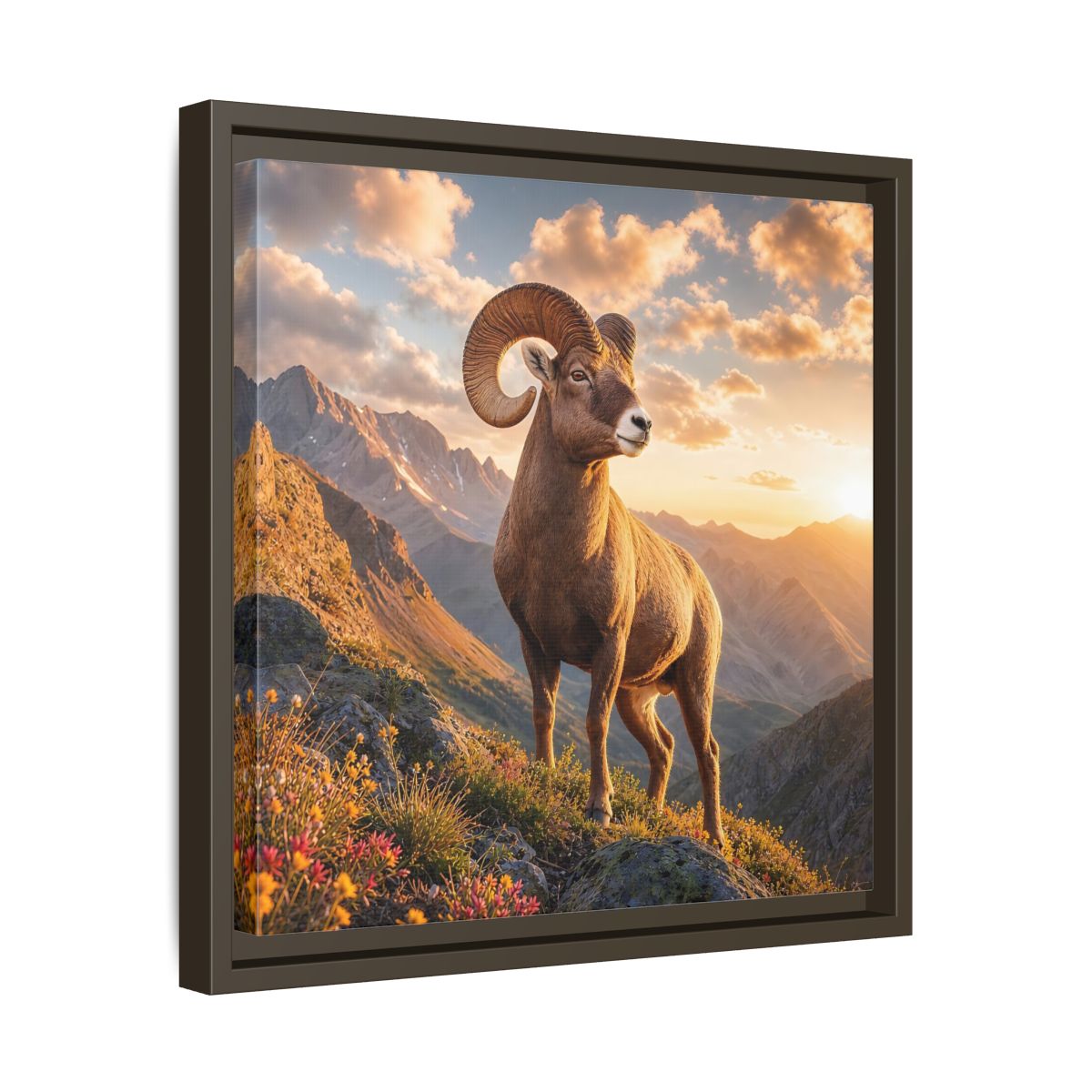 Side Mockup 29. Animals Bighorn Sheep Golden Ram shown as stretched canvas wall art
