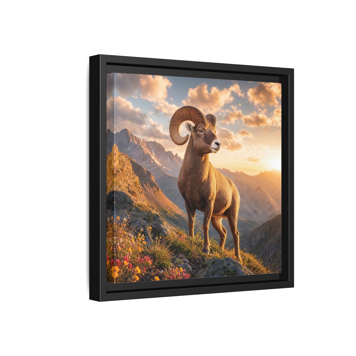 Side Mockup 18. Animals Bighorn Sheep Golden Ram shown as stretched canvas wall art