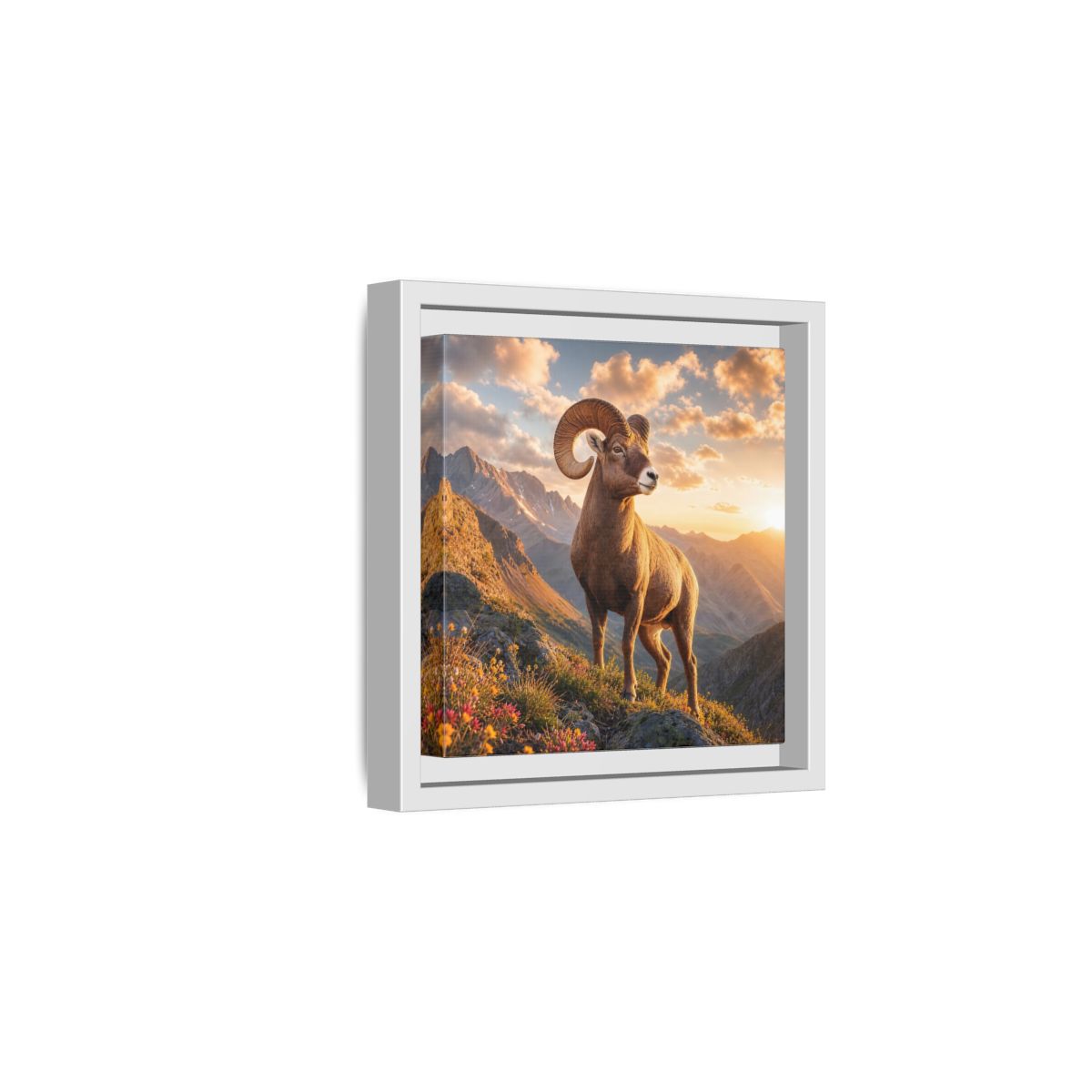 Side Mockup 1. Animals Bighorn Sheep Golden Ram shown as stretched canvas wall art