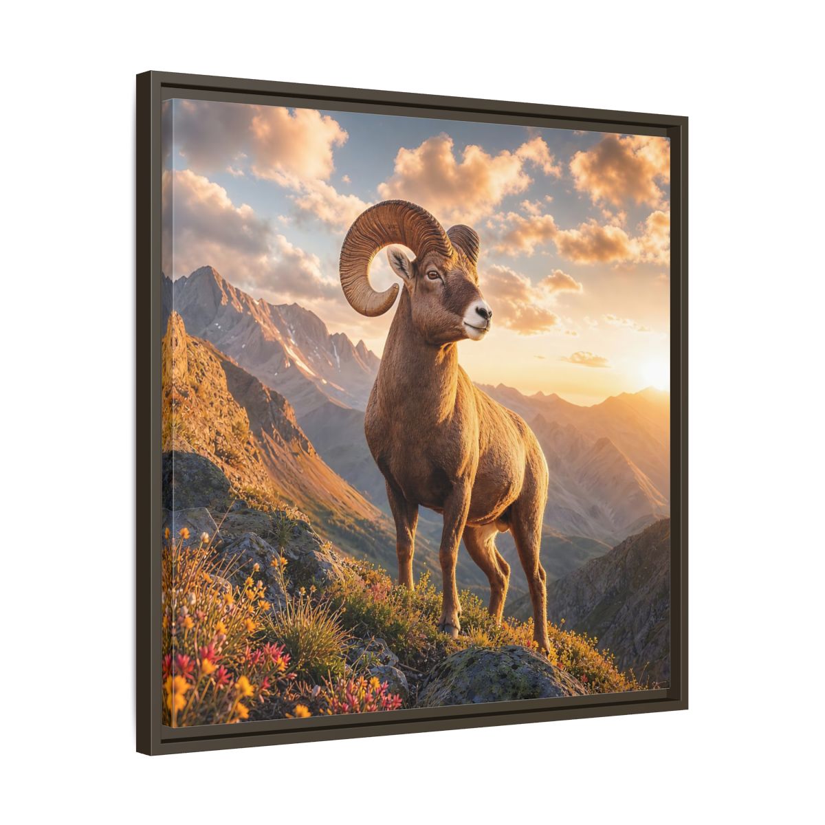 Side Mockup 27. Animals Bighorn Sheep Golden Ram shown as stretched canvas wall art