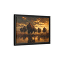Side Mockup 6. Animals Bison Brown And Gold Bison shown as stretched canvas wall art