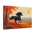Side Mockup 4. Animals Black Horse Black Orange Landscape shown as canvas print
