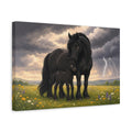 Side Mockup 4. Animals Black Horses Black Horses Storm shown as stretched canvas wall art