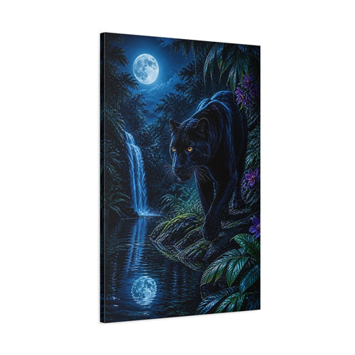 Main Mockup. Animals Black Panther Blue And Black shown as stretched canvas wall art