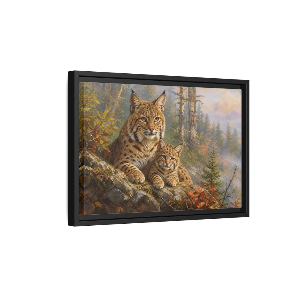 Side Mockup 6. Animals Bobcats Bobcat Wildlife Art shown as stretched canvas wall art