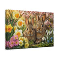 Side Mockup 4. Animals Bunnies Spring Bunnies shown as stretched canvas wall art