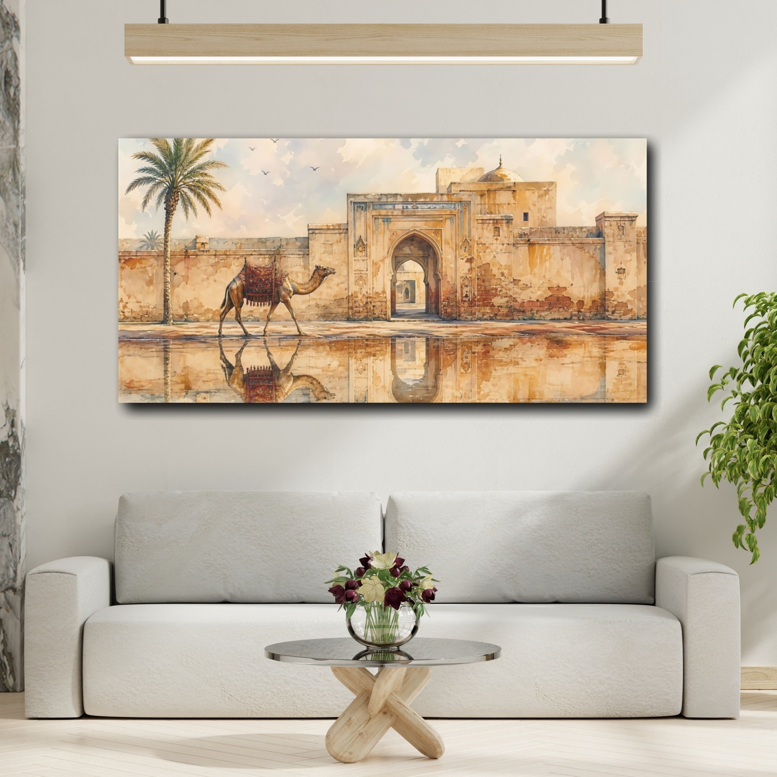 Mockup 2. Animals Camel Desert Camel shown as stretched canvas wall art