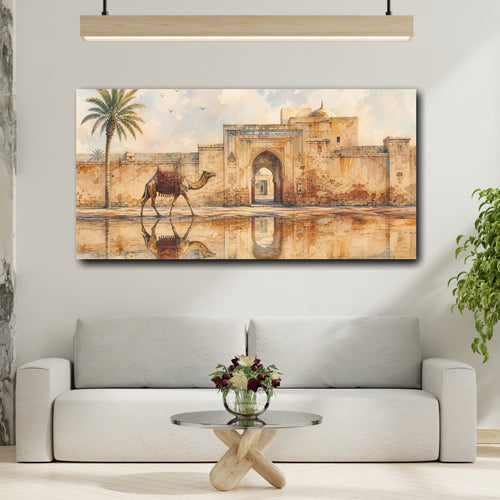 Mockup 2. Animals Camel Desert Camel shown as stretched canvas wall art