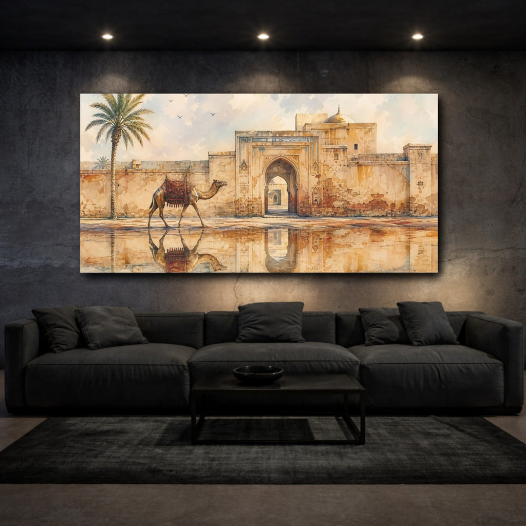 Mockup 3. Animals Camel Desert Camel shown as stretched canvas wall art