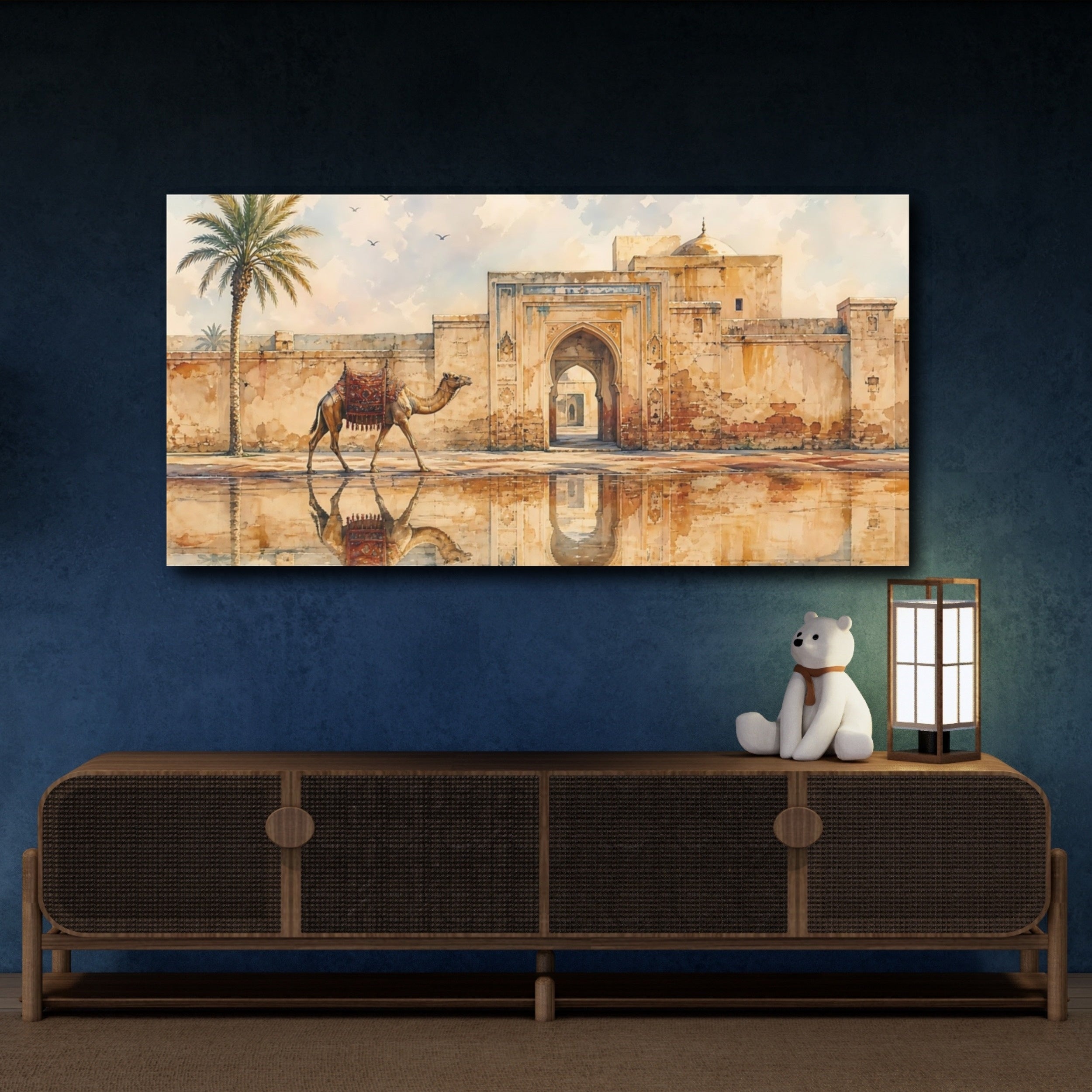 Mockup 4. Animals Camel Desert Camel shown as stretched canvas wall art