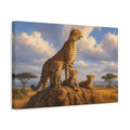 Side Mockup 4. Animals Cheetah Family Savanna Wildlife shown as stretched canvas wall art